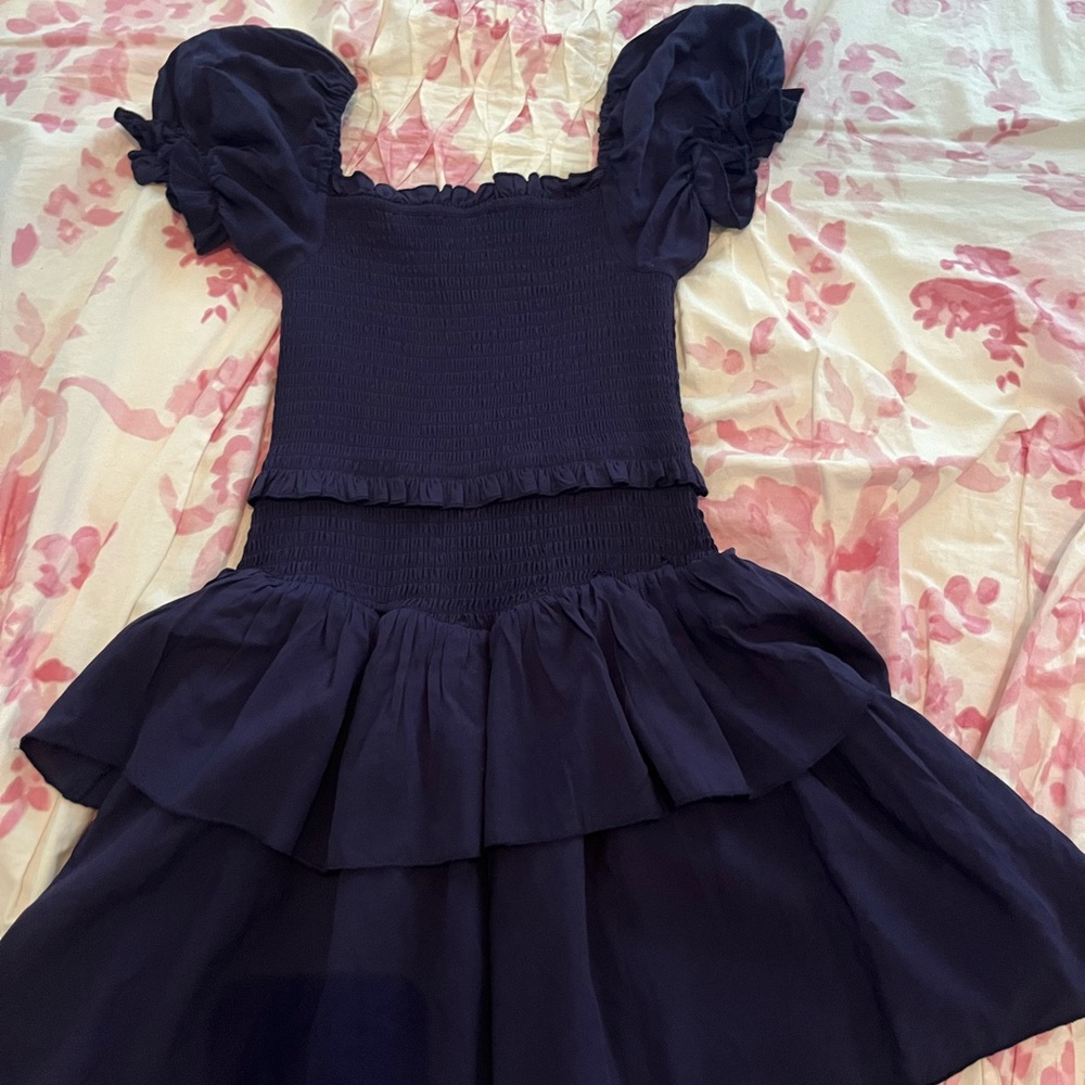 Katie J NYC Navy Ruffled Dress